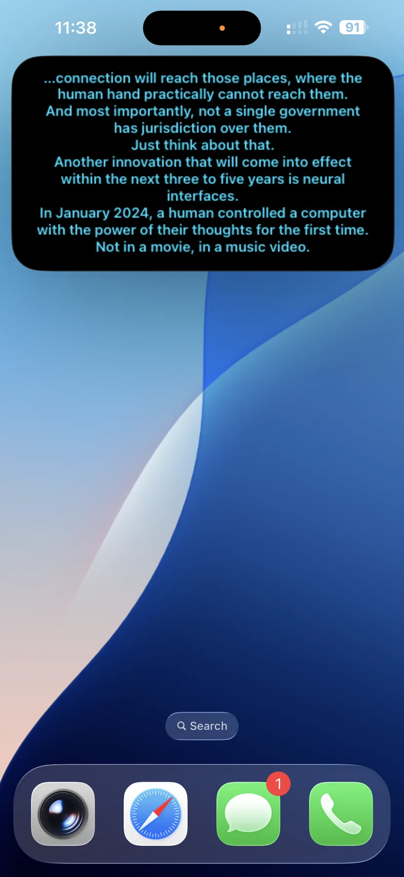 Translated subtitles in a floating Picture-in-Picture window on top of the iOS home screen, with StreamVox minimised.